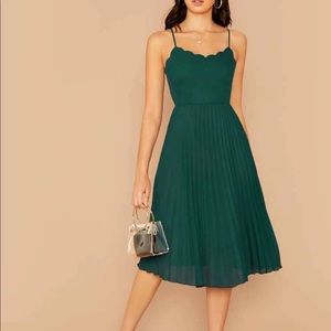 Scalloped Cut Pleated Dress NWOT